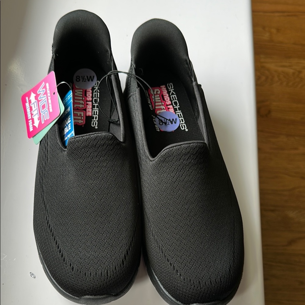 Skechers Black Wide Fit Slip-Ons